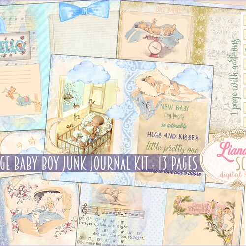 Baby Girl Vintage Junk Journal Digital Kit Printable Baby Etsy
