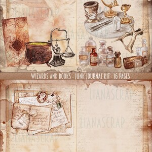 Wizards and Books Junk Journal Digital Kit Printable, Wizard Digital ...