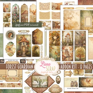 Forest Guardian Digital Junk Journal ADDON Kit, Woodland Forest Collage Printable, Digital Fairy Kit, Fairytale Junk Journal Ephemera