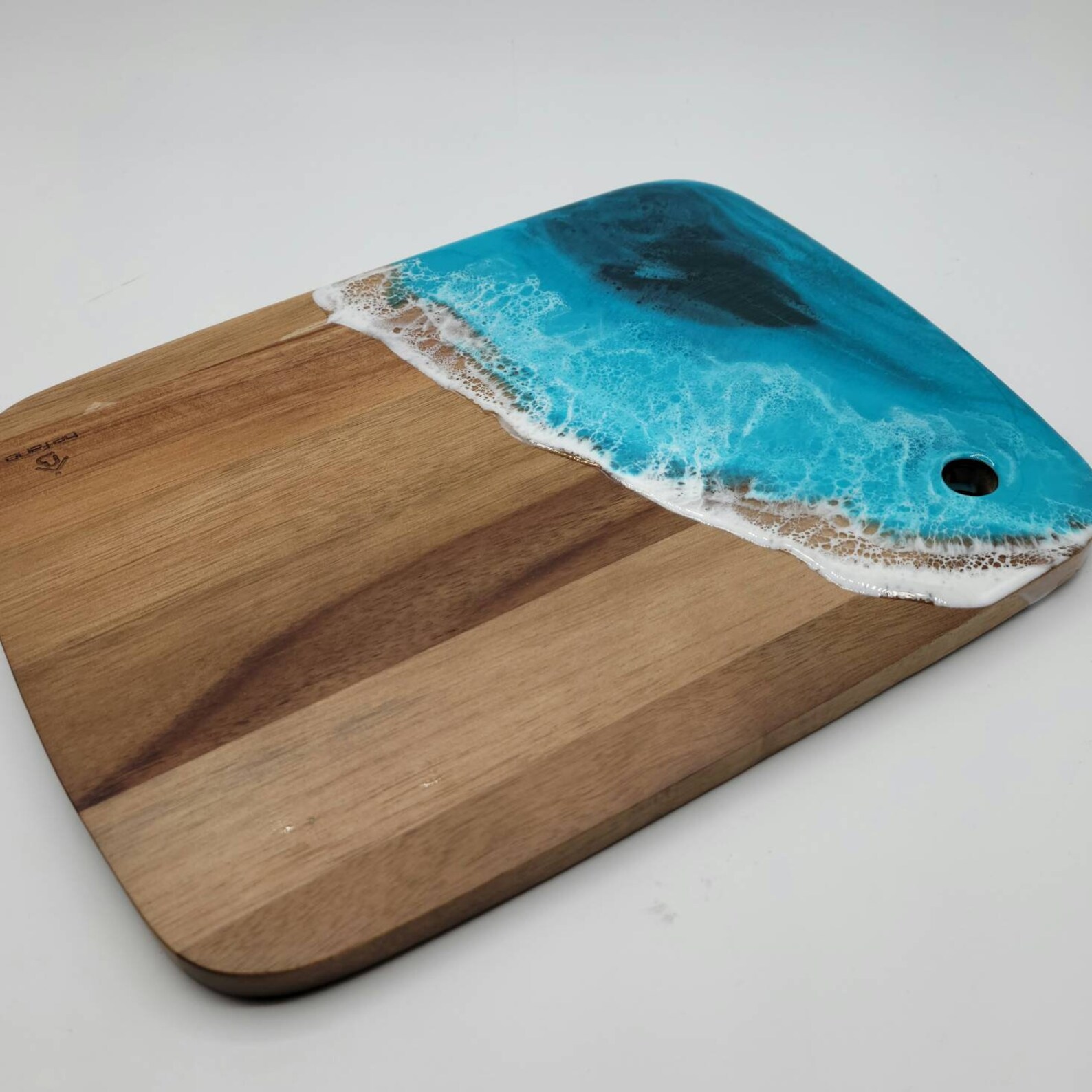 Acacia Wood Ocean Wave Cutting Board Chacuterie Board Resin Etsy