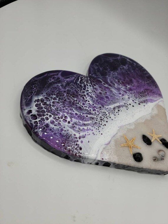 Ocean Waves Resin Ocean Art 9 Ocean Heart Wall Decor Resin Waves Paint ...