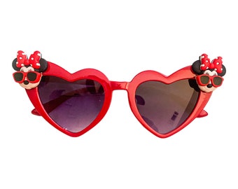 Minnie red heart sunglasses custom kids Character Sunglasses Custom Sunglasses Character Sunglasses Kids Sunglasses heart red sunglasses