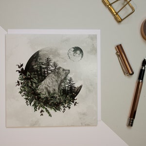 Luna Bear Carte de vœux générale finie à la main