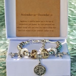 Sagittarius Zodiac Bracelet with Leopard Print Charms Limited Edition