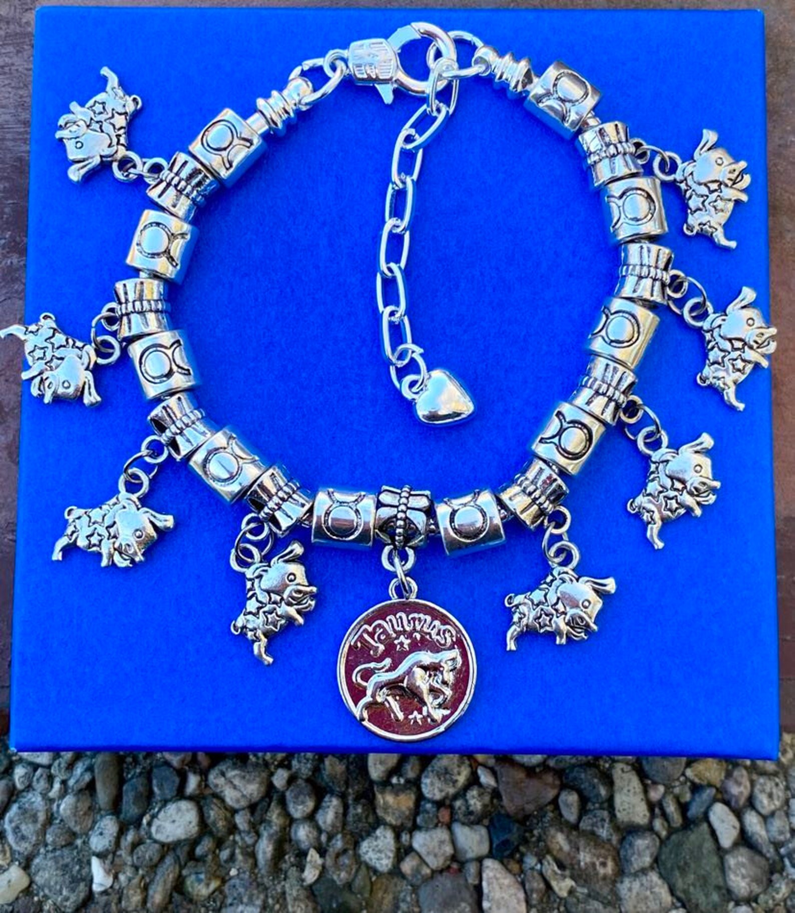 Taurus Charm Taurus Charm Bracelet: Stainless Steel Zodiac Gift - Etsy