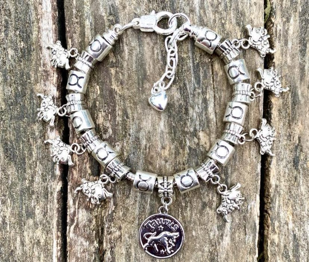 Taurus Charm Taurus Charm Bracelet: Stainless Steel Zodiac Gift - Etsy