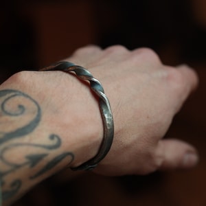 Mens Cuff Bracelet Chrome and Cobalt Alloy Celtic Viking Medieval Style Biker Brutalist Style European Brand Perfect Gift for Him/Her