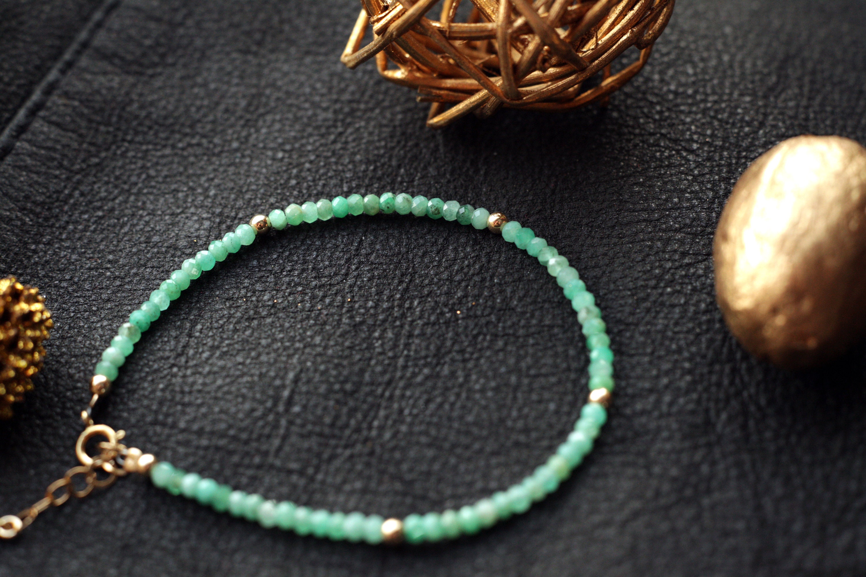 Emerald Bracelets for Her Handmade 14k Gold-filled Elements - Etsy UK