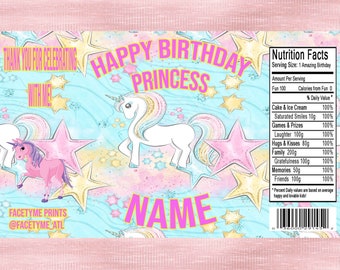 Printed Printable any theme Sold by the dozen Custom Chip Bags any event Unicorn 12 magical