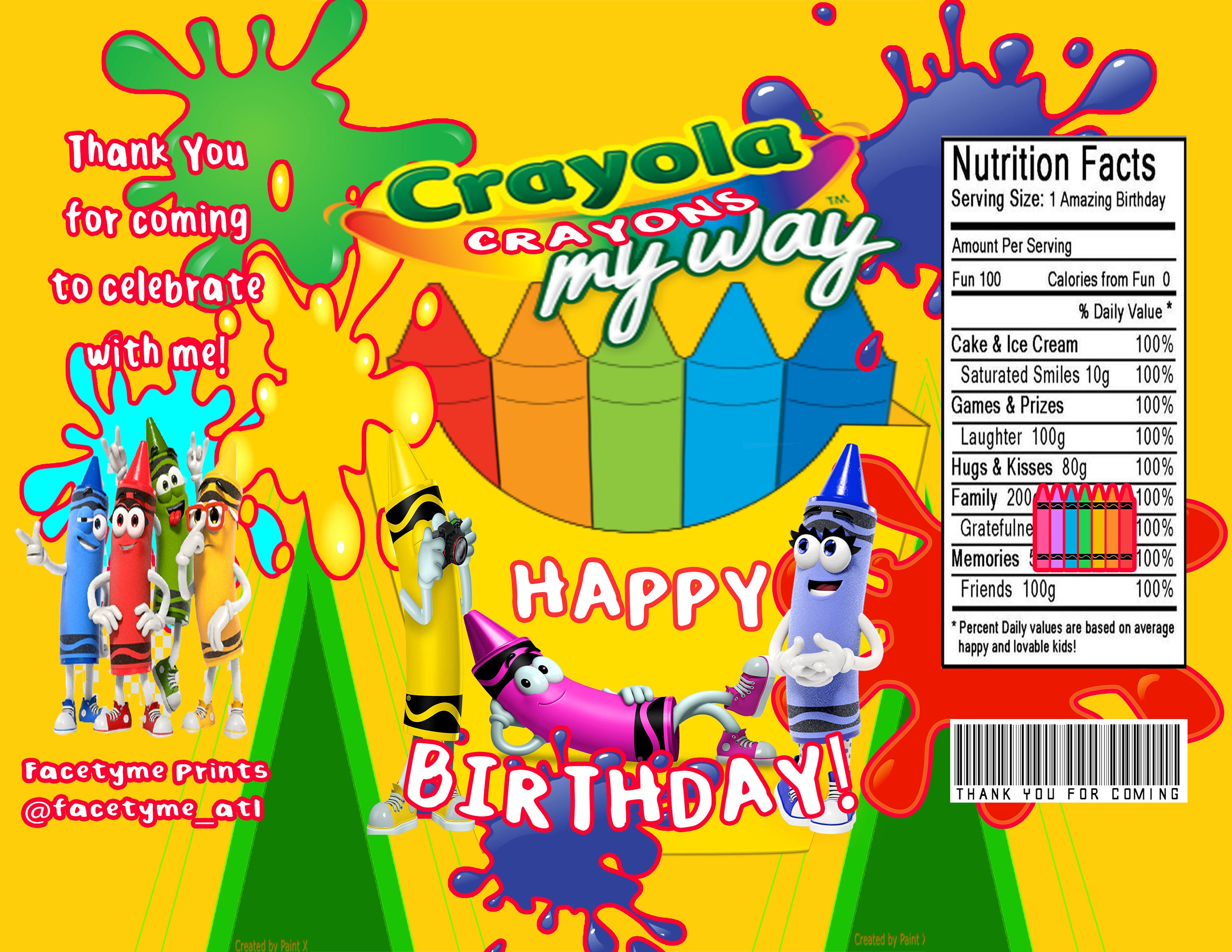 Crayola Favor Chip Bagcrayola Custom Chip Bag Packagecrayola Etsy