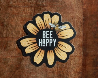 Bee Happy Flower Sticker