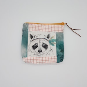 Bolso pequeño con cremallera * mapache * cuadros * estuche * almacenamiento * pedido