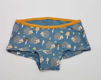 Size 128 blue jersey briefs with hedgehogs