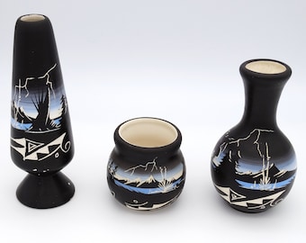 Mitchell Blackhorse Dineh - Navajo Vase Set of 3 - Signed