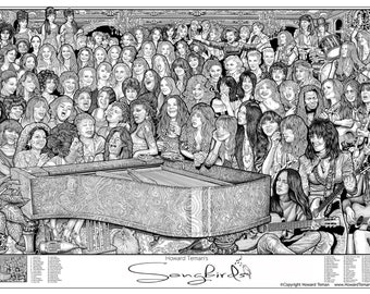 Songbirds by Howard Teman, Rock and Roll wall art, Rock N Roll Art, MUSIC Poster,Woman Singers,Music poster,Posters and Prints,Poster Art