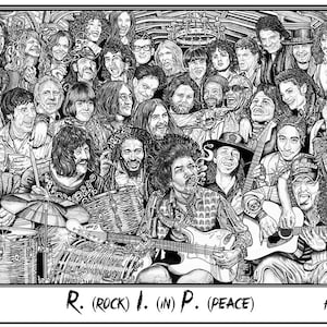 Rock in Peace by Howard Teman,Pop Punk Rock and Roll Art Decor, Music Poster,  Rock N Roll Wall Art, Music Decor, , Music Wall Art