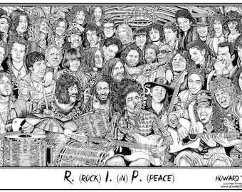 Rock in Peace by Howard Teman,Pop Punk Rock and Roll Art Decor, Music Poster,  Rock N Roll Wall Art, Music Decor, , Music Wall Art
