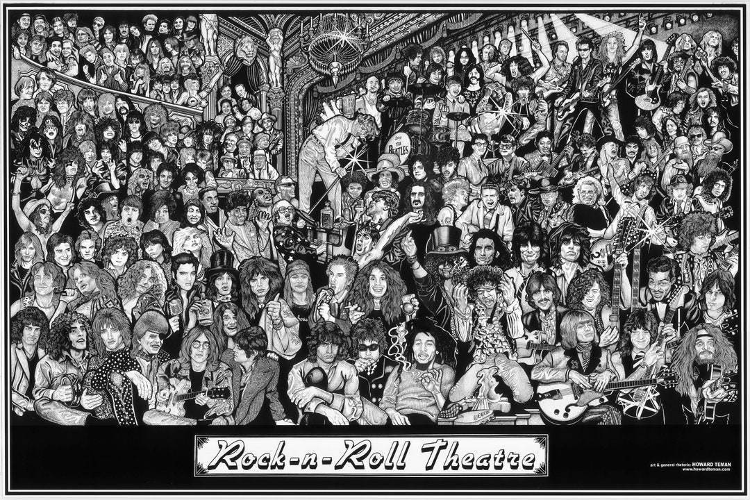 ザ・ダムド “嵐のロックンロール”80s ヴィンテージポスター ロックンロールシアター、ハワード・テマンによる絵、ロックンロールの