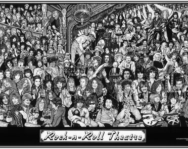 Rock N Roll Theater,drawing by Howard Teman, Rock and Roll Wall
