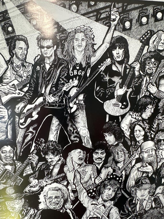 Rock N Roll Theater,drawing by Howard Teman, Rock and Roll Wall