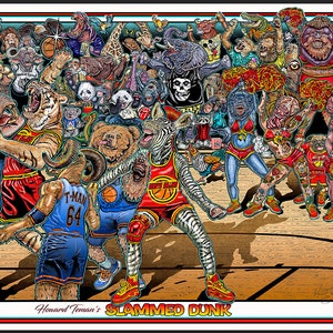 Slammed Dunk. My New Poster I painted. It took over a year to draw and paint. The Ultimate Animal Basketball Game! Basketball,Fantasy