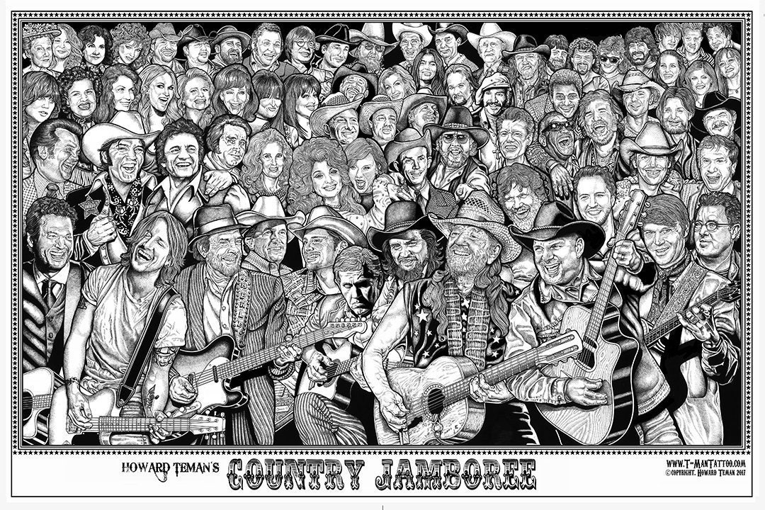 Country Jamboree"  by Howard Teman, Country Music Wall Art,Art,Posters and Prints, Poster Art,Country MUSIC Poster,POSTERS, Country Music