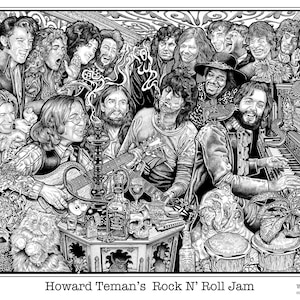 Rock N&#39; Roll Jam by Howard Teman, Rock and Roll Wall Art, Rock N Roll Art, POP Rock n Roll Print, Posters and Prints,Poster Art,Music Poster