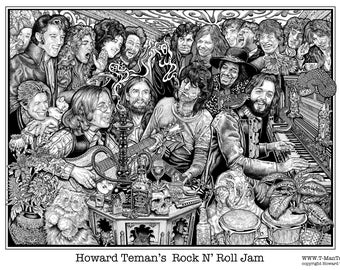 Rock N&#39; Roll Jam by Howard Teman, Rock and Roll Wall Art, Rock N Roll Art, POP Rock n Roll Print, Posters and Prints,Poster Art,Music Poster