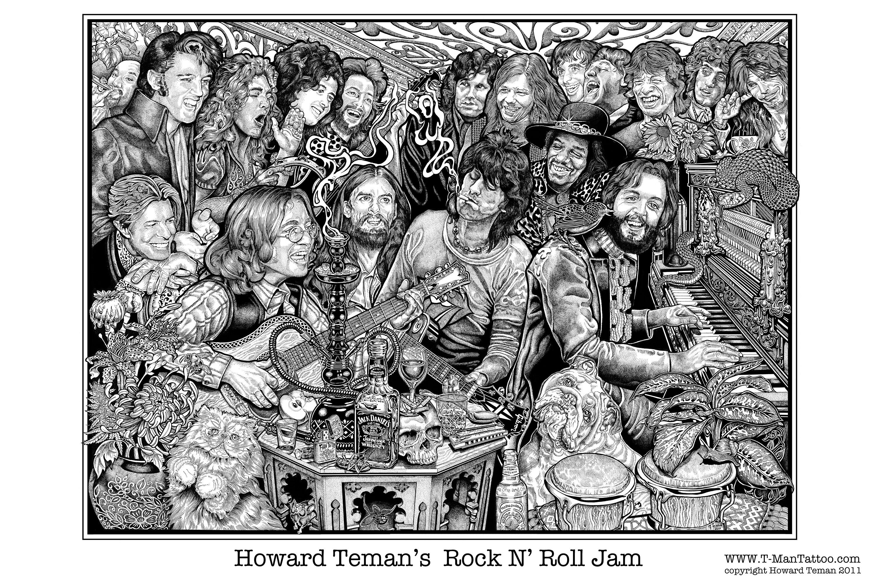 Rock n Roll Theater by Howard Teman Art Poster 36-by-24 Inches 