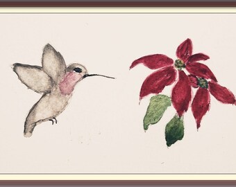 Hummingbird and Poinsettia