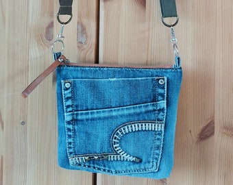 Small jeans bag handbag unisex upcycling unique