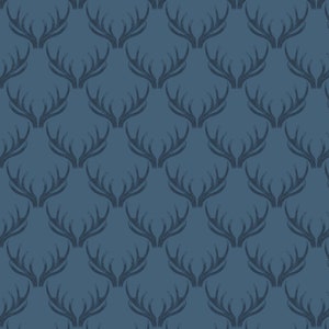 Lewis & Irene, Loch Blue Antlers, Loch Lewis Collection, Quilting Cotton, Scottish Highlands, Fabric for Quilting and Sewing