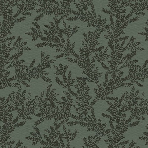 Art Gallery Fabrics, Botanist Collection, Foraged Foliage Spruce, spruce branches on dark green, Fabric for quilting and sewing
