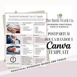 Newborn Emotional Cues | Postpartum Doula Handouts | Doula Templates