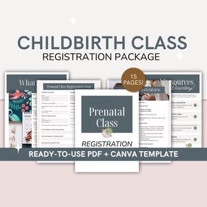 Childbirth Education Class Welcome Packet | Editable Canva Forms, Class Details & Birth Planning
