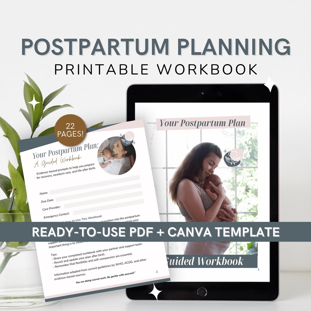 Postpartum Planning Guided Workbook: Canva Template + PDF - Evidence ...