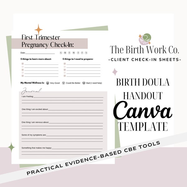 Doula Client Check-In Sheets | Birth Doula Forms | Doula Handouts | Doula Templates