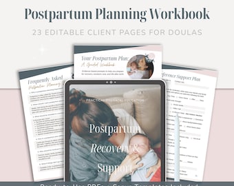 Arbeitsbuch zur Wochenbettplanung für Doulas: Bearbeitbare 23-seitige Canva-Vorlage für Klientinnen