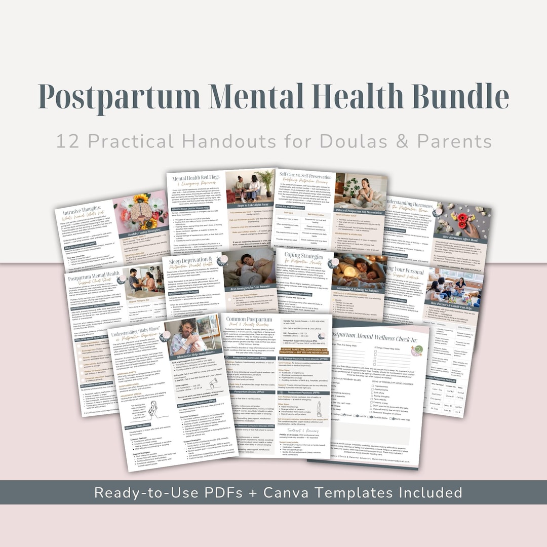 Postpartum Mental Health Handouts Bundle | PMAD Education for Doulas ...