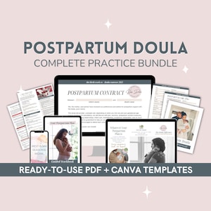 Professional Postpartum Business Toolkit for Doulas | Editable Canva Templates, Client Forms & Handouts