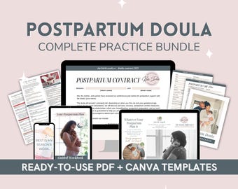 Professional Postpartum Business Toolkit for Doulas | Editable Canva Templates, Client Forms & Handouts