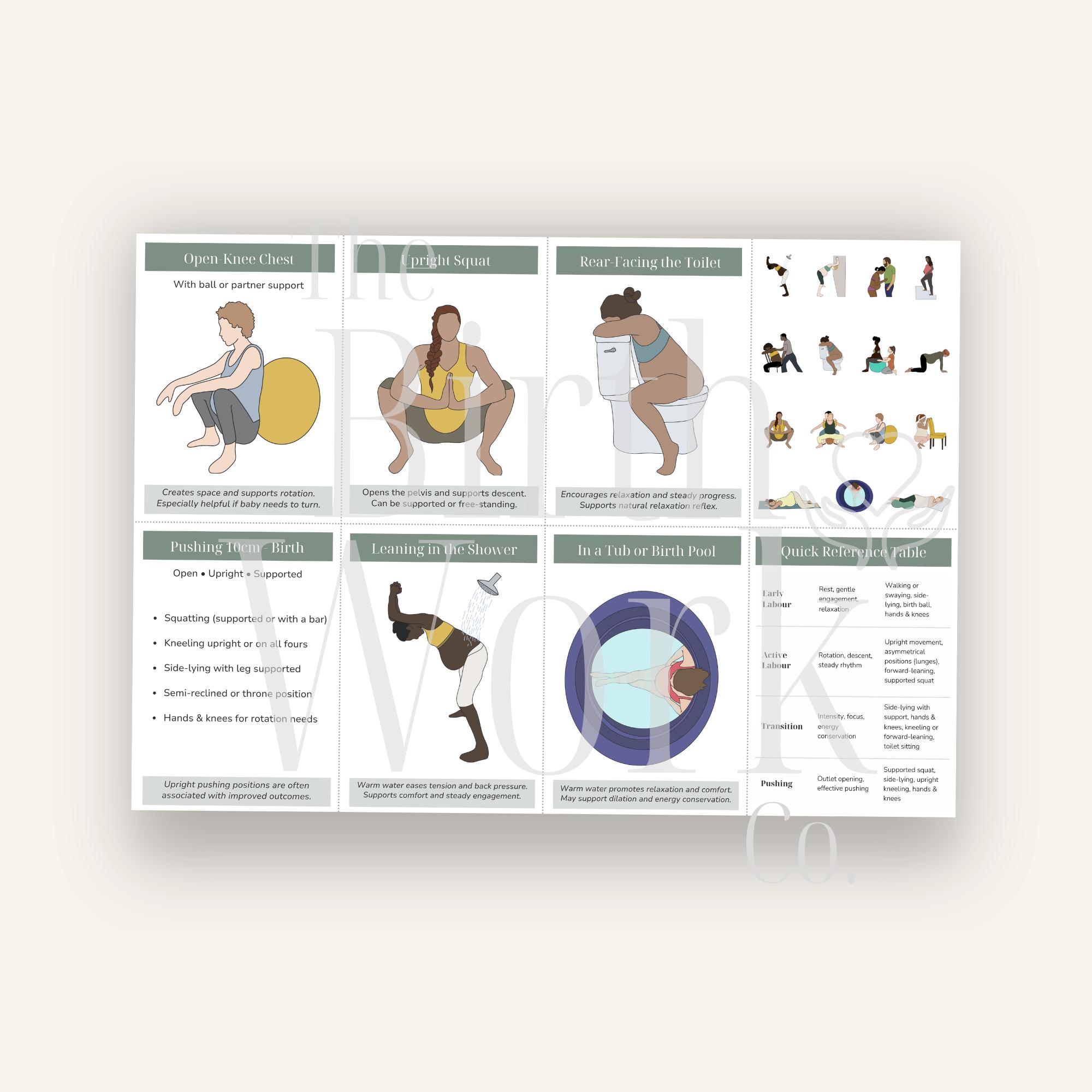 Per Position Cards Editable Labour Positions Cards | Printable Birth Position Guide ...