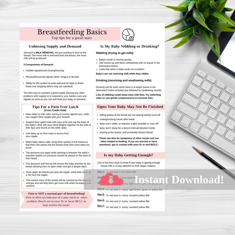 Breastfeeding Basics Doula Handout Etsy