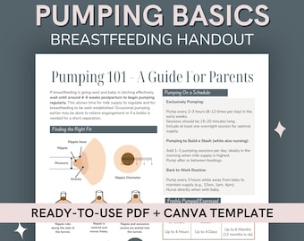 Breast Pumping Guide: Editable Canva Template & Printable PDF