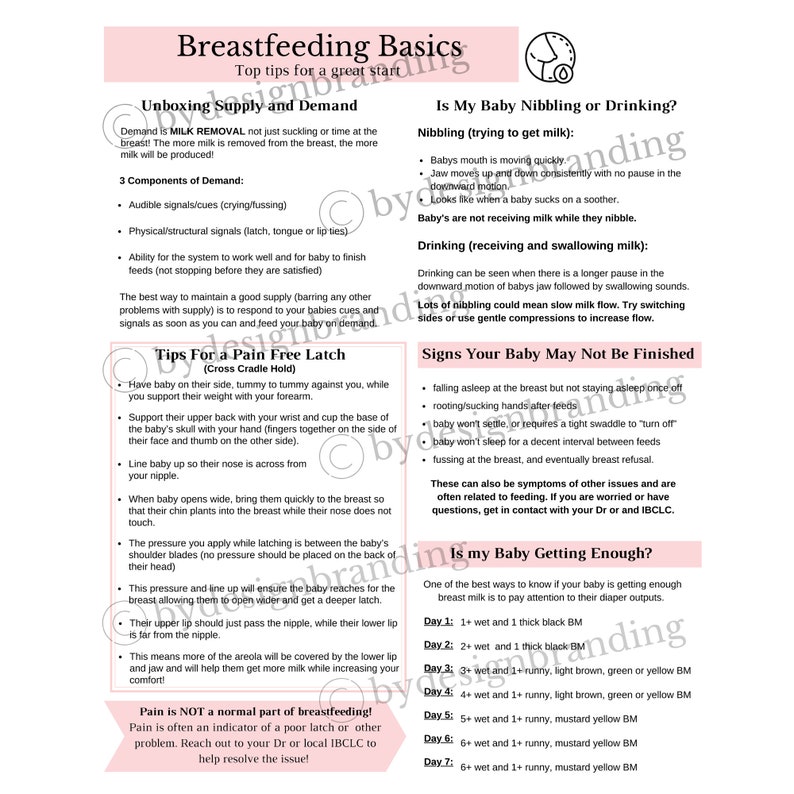 Breastfeeding Basics Doula Handout Etsy