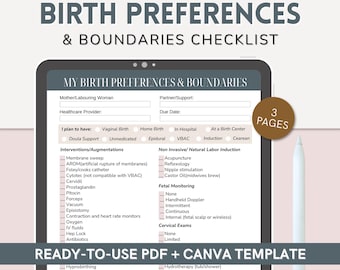 Birth Preferences and Boundaries Checklist | Clear Communication Tool for Informed Birth Choices