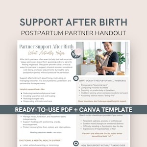 Postpartum Partner Support Guide | Practical Help After Birth for New Parents (PDF + Canva Template)