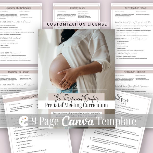 Prenatal Meeting Outlines Only | Birth Doula Handouts | Childbirth Education | Doula Templates