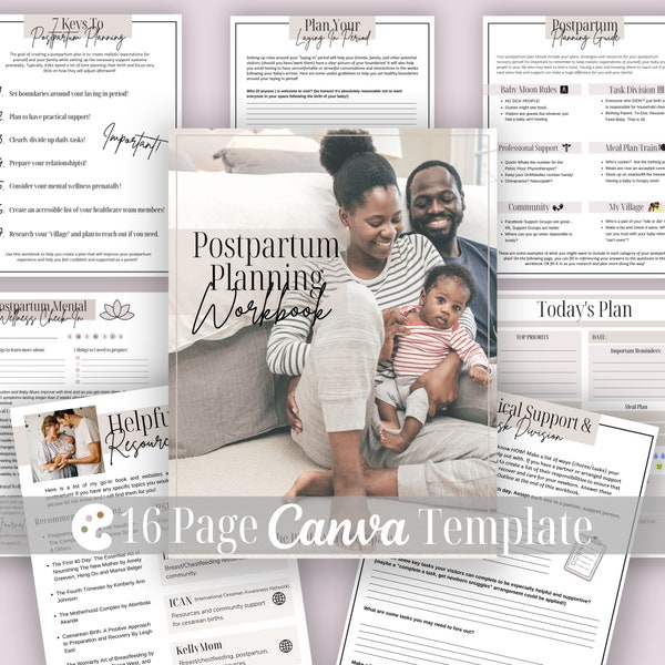 Postpartum Planning Workbook | Postpartum Doula Handouts | Breastfeeding | Doula Templates