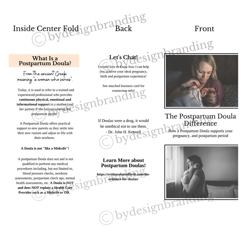 Postpartum Doula Brochure & Editable Template Etsy